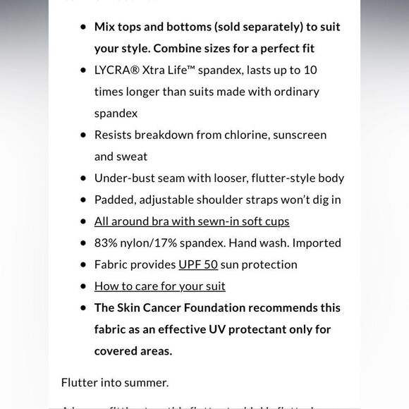 Land’s End Plus Size Flutter soft cup shoulder strap Tankini Black Floral Med - Picture 4 of 4